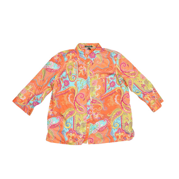 Lauren Ralph Lauren Women's Plus Size 2X Paisley Button Down Shirt - Picture 1 of 8